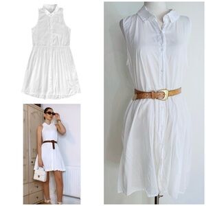 EUC ALI GOLDEN White Button Down Cotton Sleeveless  Shirtdress Shirt Dress M / L